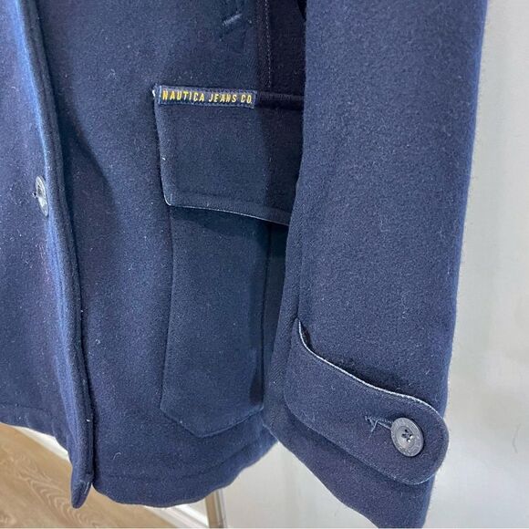 Nautica Jeans Wool Classic Double Breasted Peacoat Navy Blue Jacket  sz L/XL - Picture 6 of 16